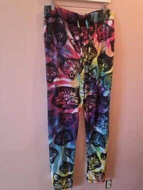 Top Drawer XL Tie Dye Cat Print Lounge Pants Psychedelic Novelty Cats